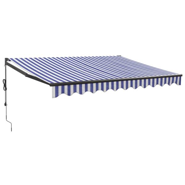 Elektrische Markise mit Kurbel Blau und Weiß 3x2,5 m