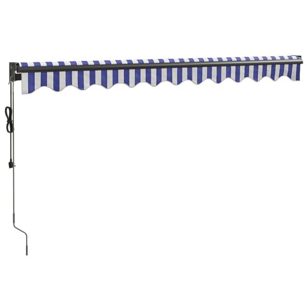Elektrische Markise mit Kurbel Blau und Weiß 3x2,5 m
