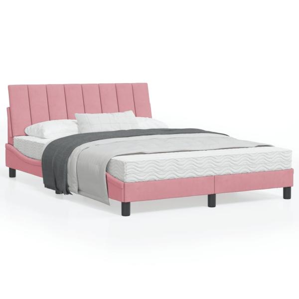 ARDEBO.de - Bettgestell mit LED-Leuchten Rosa 120x200 cm Samt