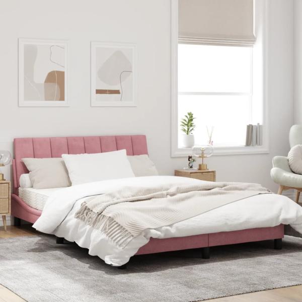 Bettgestell mit LED-Leuchten Rosa 120x200 cm Samt