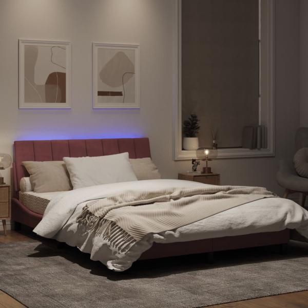 Bettgestell mit LED-Leuchten Rosa 120x200 cm Samt
