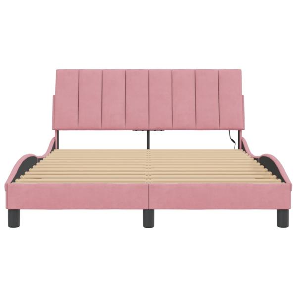 Bettgestell mit LED-Leuchten Rosa 120x200 cm Samt