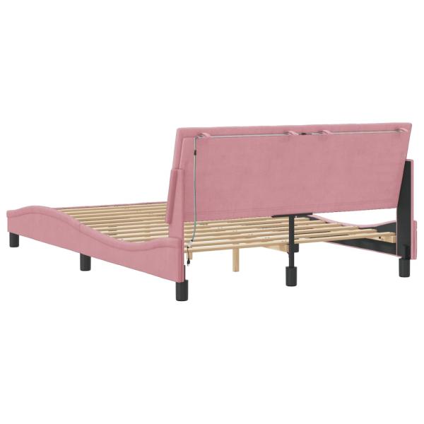 Bettgestell mit LED-Leuchten Rosa 120x200 cm Samt