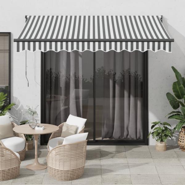 ARDEBO.de - Markise Einziehbar Anthrazit und Weiß 3x2,5 m Stoff & Aluminium