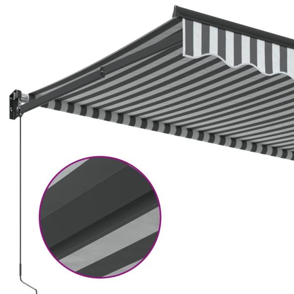 Markise Einziehbar Anthrazit und Weiß 3x2,5 m Stoff & Aluminium