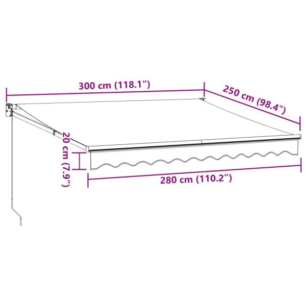 Markise Einziehbar Anthrazit und Weiß 3x2,5 m Stoff & Aluminium