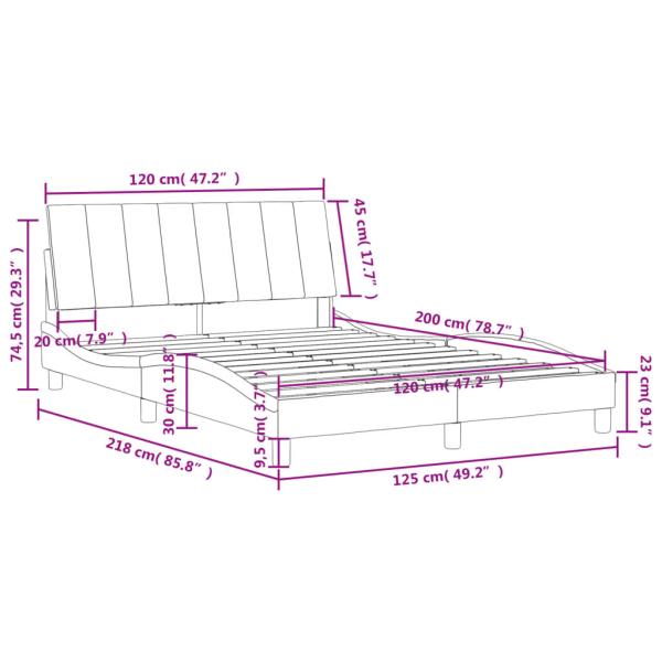 Bettgestell mit Kopfteil Rosa 120x200 cm Samt