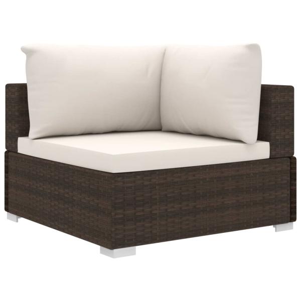 10-tlg. Garten-Lounge-Set mit Auflagen Poly Rattan Braun