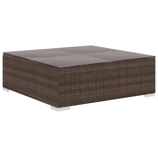 10-tlg. Garten-Lounge-Set mit Auflagen Poly Rattan Braun
