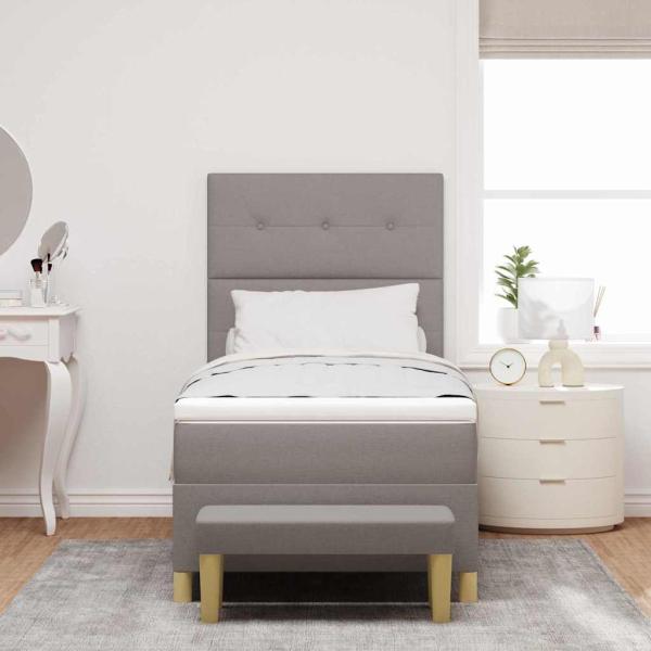 Boxspringbett mit Matratze & Bank Taupe 100x200 cm Stoff