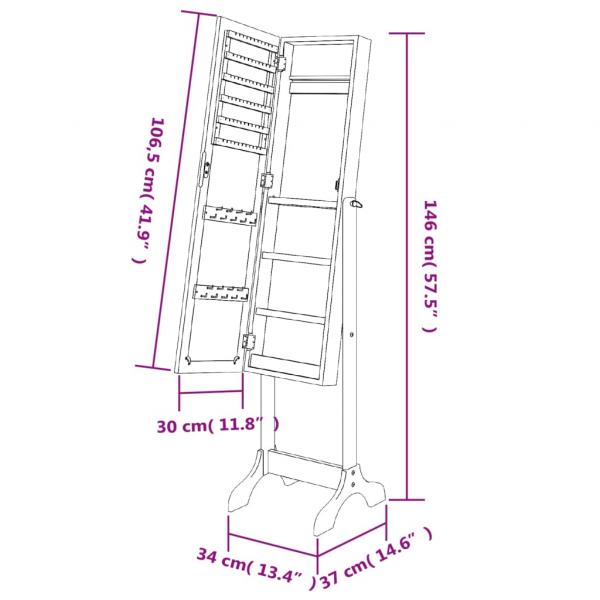 Standspiegel Schwarz 34x37x146 cm