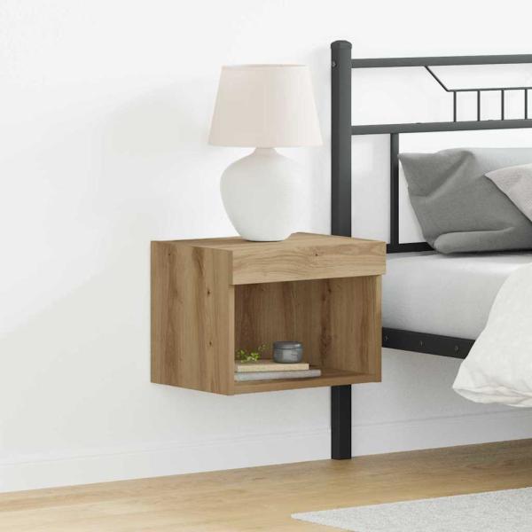 ARDEBO.de - Wandschrank mit LED-Leuchten Artisan Eiche 40x30x30 cm