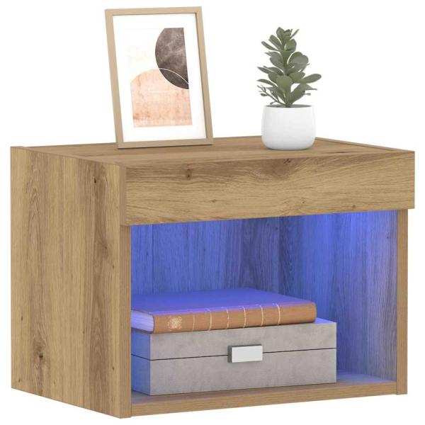 Wandschrank mit LED-Leuchten Artisan Eiche 40x30x30 cm