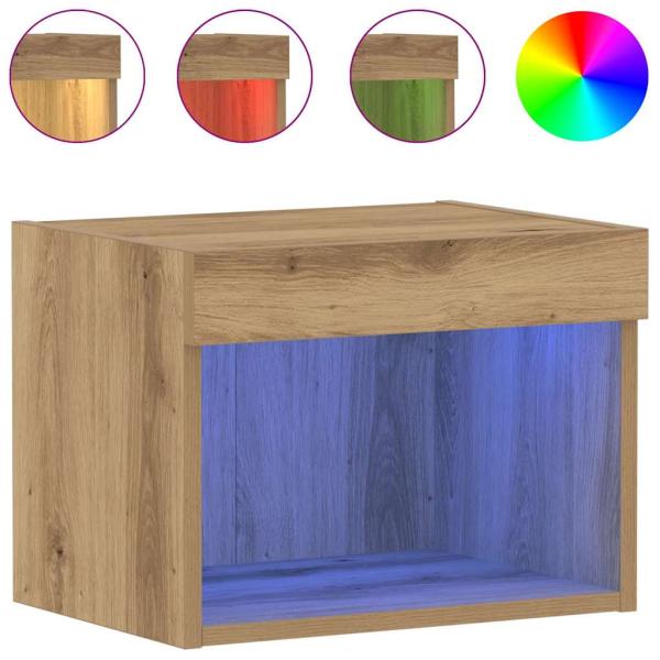 Wandschrank mit LED-Leuchten Artisan Eiche 40x30x30 cm