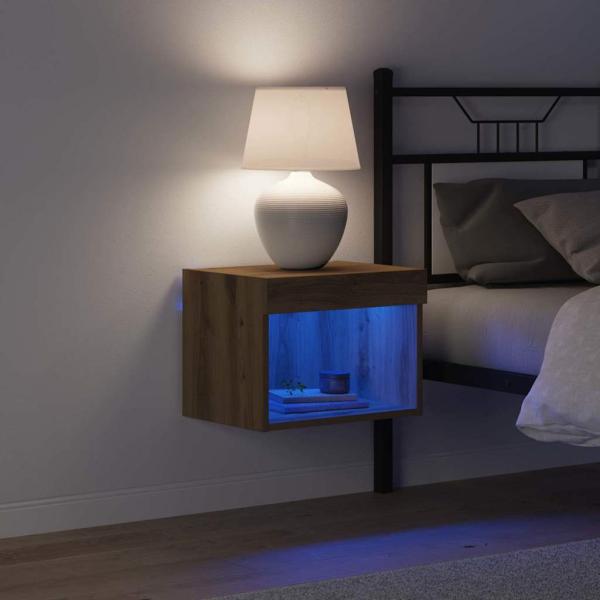 Wandschrank mit LED-Leuchten Artisan Eiche 40x30x30 cm
