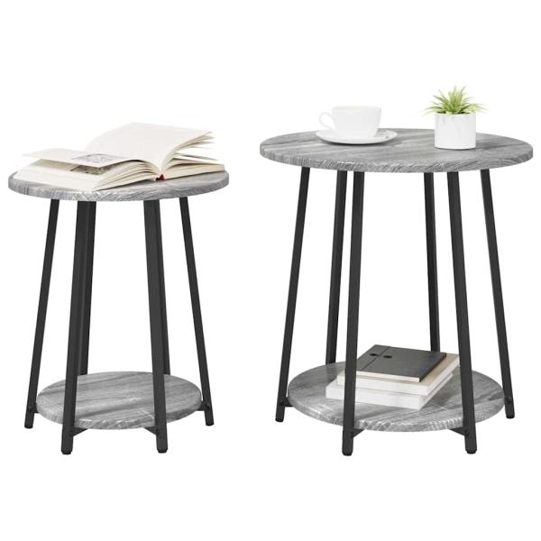 Beistelltisch 2er Set Grau aus Holzwerkstoff und Metall