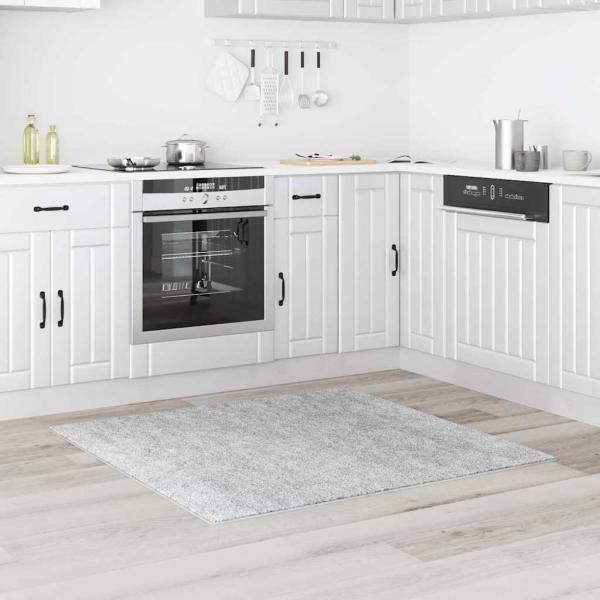 Flauschiger Teppich mit Latexrücken Grau 120x120 cm