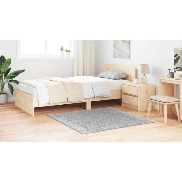 Flauschiger Teppich mit Latexrücken Grau 120x120 cm