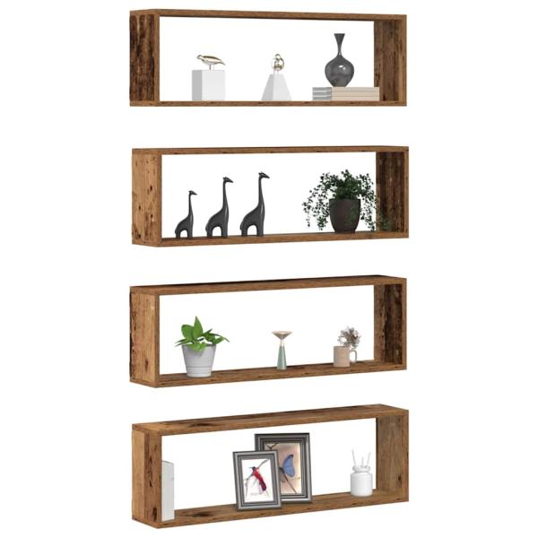 Wandregale 4er Set Altholz 80x15x26 cm Holzwerkstoff