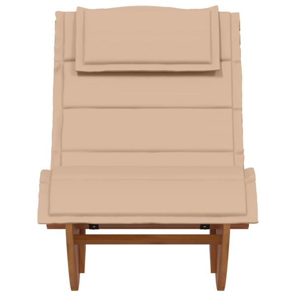 Sonnenliege Set aus 2 Beige Holz und gepolsterter Stoff Groß