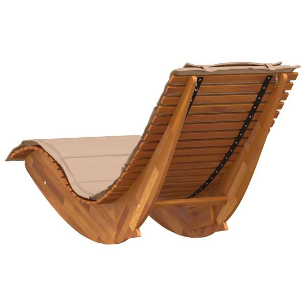 Sonnenliege Set aus 2 Beige Holz und gepolsterter Stoff Groß
