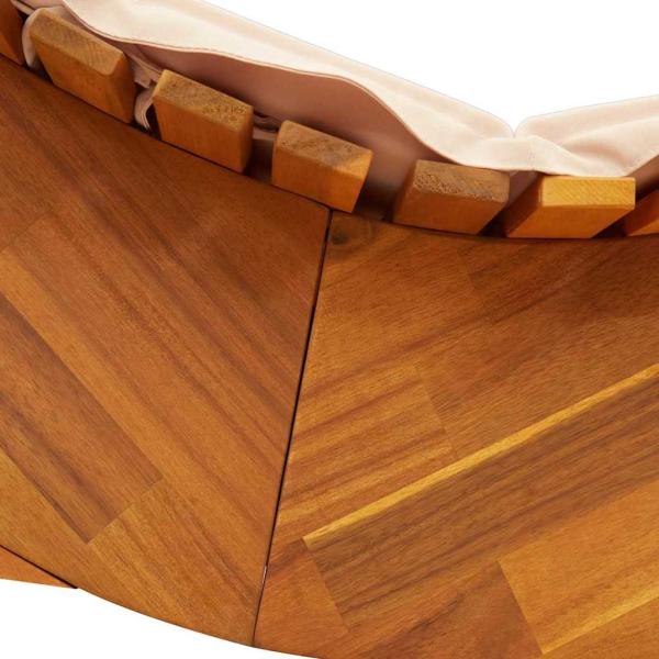 Sonnenliege Set aus 2 Beige Holz und gepolsterter Stoff Groß