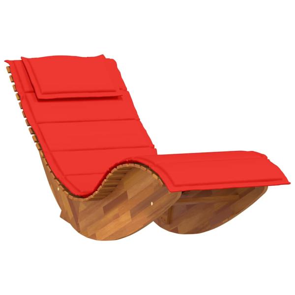 Sonnenliege Set aus 2 Rot Holz und Stoff Standard Faltbar