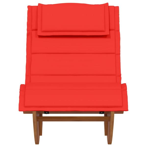 Sonnenliege Set aus 2 Rot Holz und Stoff Standard Faltbar