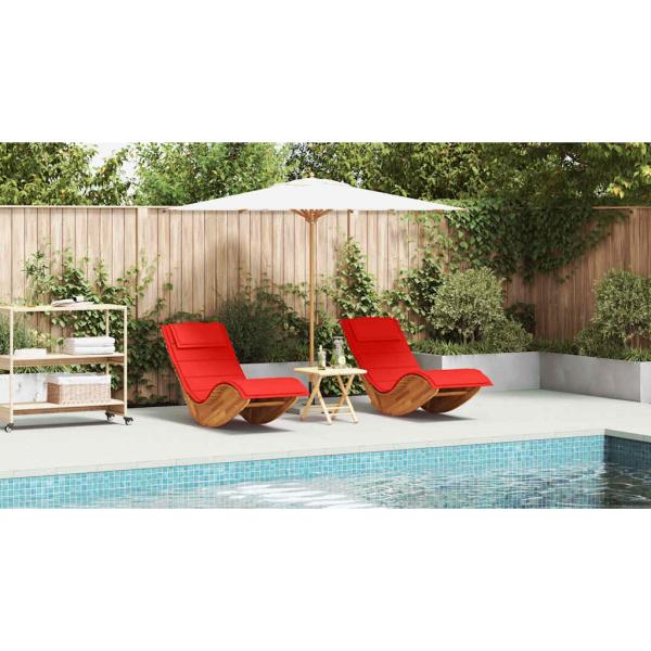 Sonnenliege Set aus 2 Rot Holz und Stoff Standard Faltbar