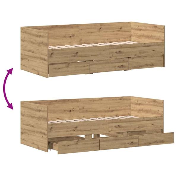Tagesbett mit Kopfteil Artisan-Eiche 90 x 190 cm Holzwerkstoff
