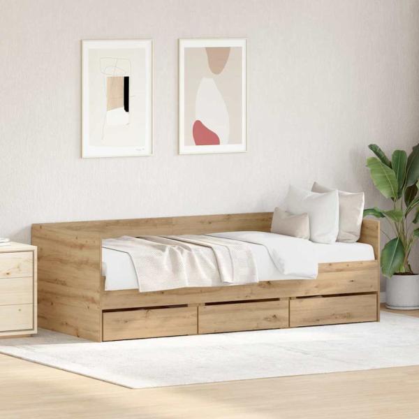 Tagesbett mit Kopfteil Artisan-Eiche 90 x 190 cm Holzwerkstoff