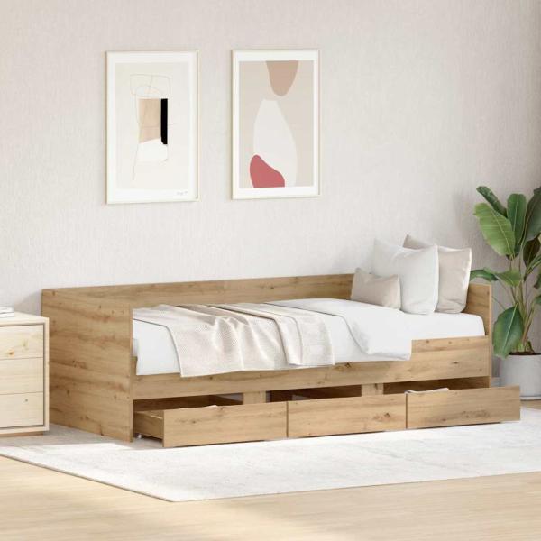 Tagesbett mit Kopfteil Artisan-Eiche 90 x 190 cm Holzwerkstoff