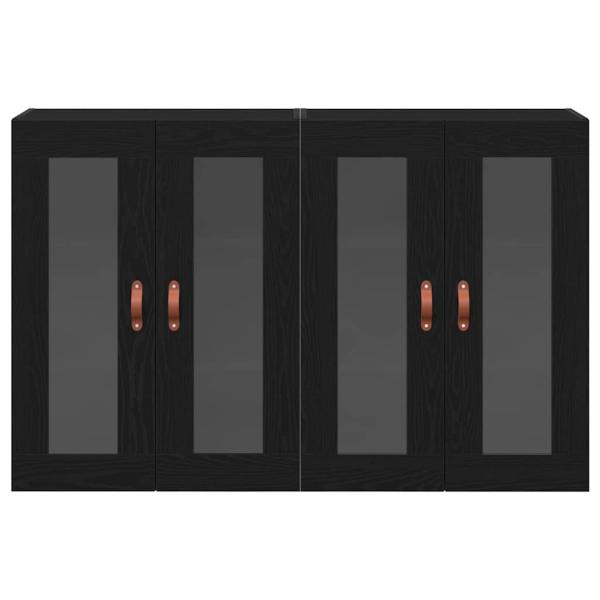 Wandmontierter Schrank Set aus 2 Schwarze Eiche Massivholz, Glas