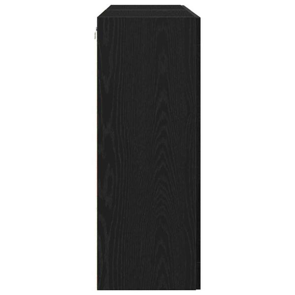 Wandmontierter Schrank Set aus 2 Schwarze Eiche Massivholz, Glas