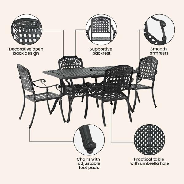 Set aus 3 Schwarz Gussaluminium Mittel Dekorative Intarsien