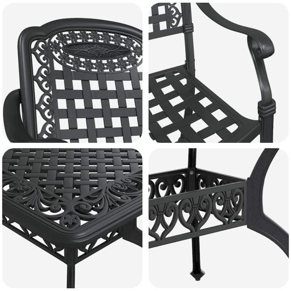Set aus 3 Schwarz Gussaluminium Mittel Dekorative Intarsien