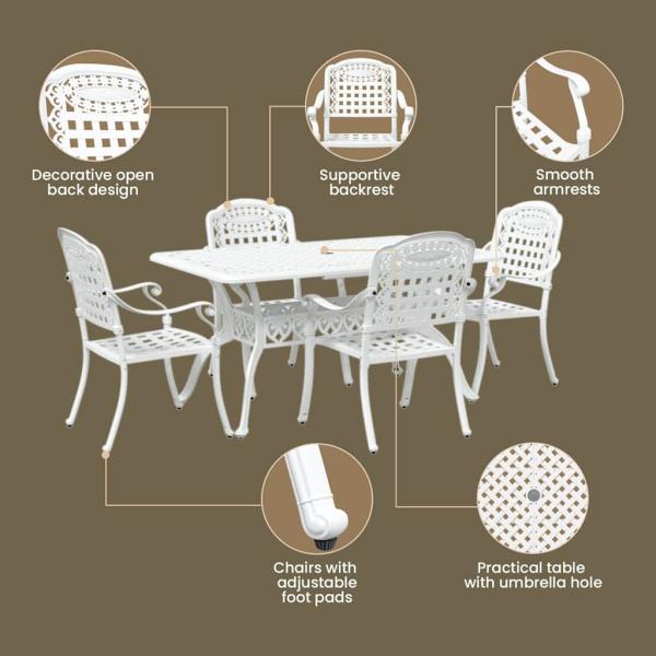 Set aus 3 Weiß Gussaluminium Groß Dekorative Intarsien
