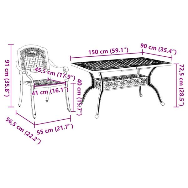 Set aus 3 Weiß Gussaluminium Groß Dekorative Intarsien