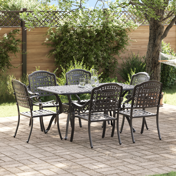 Set aus 4 Schwarz Gussaluminium Mittel Dekorative Intarsien