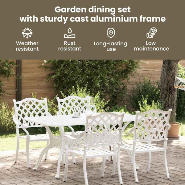 Set aus 3 Weiß Guss-Aluminium 150x90x72 cm Langlebig