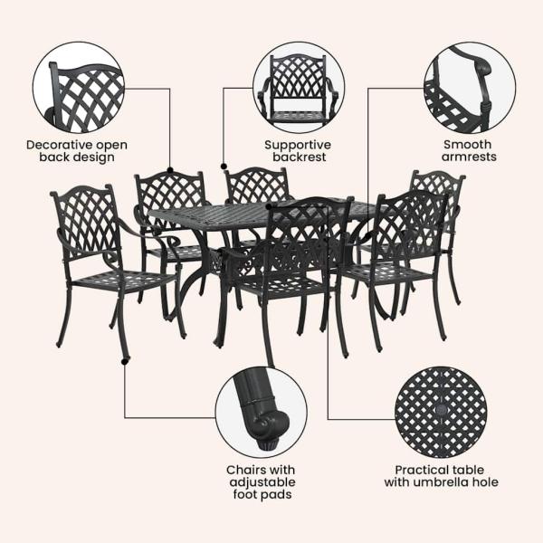 Set mit 4 Schwarz Gussaluminium 6-Sitzer Platz für viele