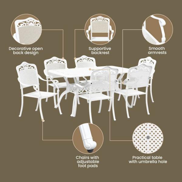 Set aus 4 Weiß Guss-Aluminium Groß Dekorative Intarsien