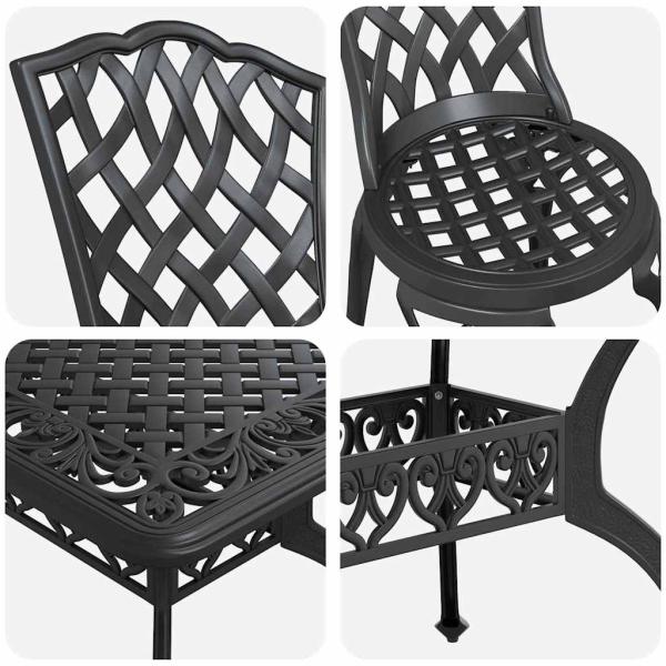 Set aus 3 Schwarz Gussaluminium Groß Dekorative Intarsien
