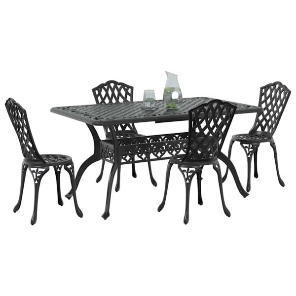 Set aus 3 Schwarz Gussaluminium Groß Dekorative Intarsien