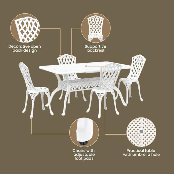 Set aus 3 Weiß Gussaluminium 150 x 90 x 72 cm Coole Muster