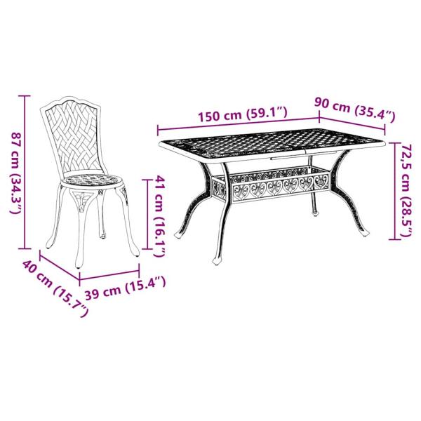 Set aus 4 Weiß Gusseisen 150 cm x 90 cm x 72 cm