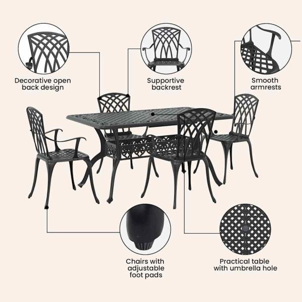 Set aus 3 Schwarz Gussaluminium 150x90x72 cm Langlebig