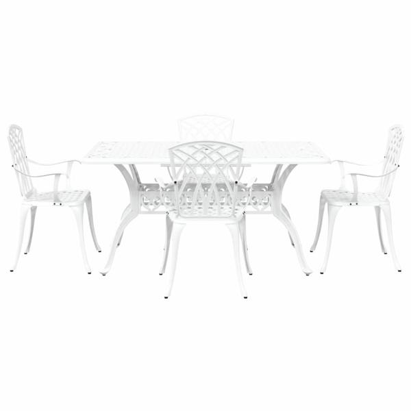 Set aus 3 Weiß Gussaluminium Groß Langlebig Gartentisch