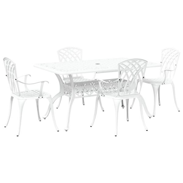 Set aus 3 Weiß Gussaluminium Groß Langlebig Gartentisch