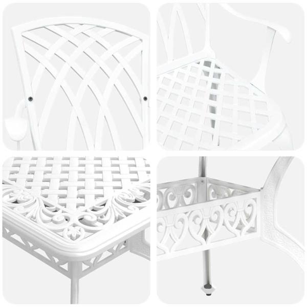 Set aus 3 Weiß Gussaluminium Groß Langlebig Gartentisch